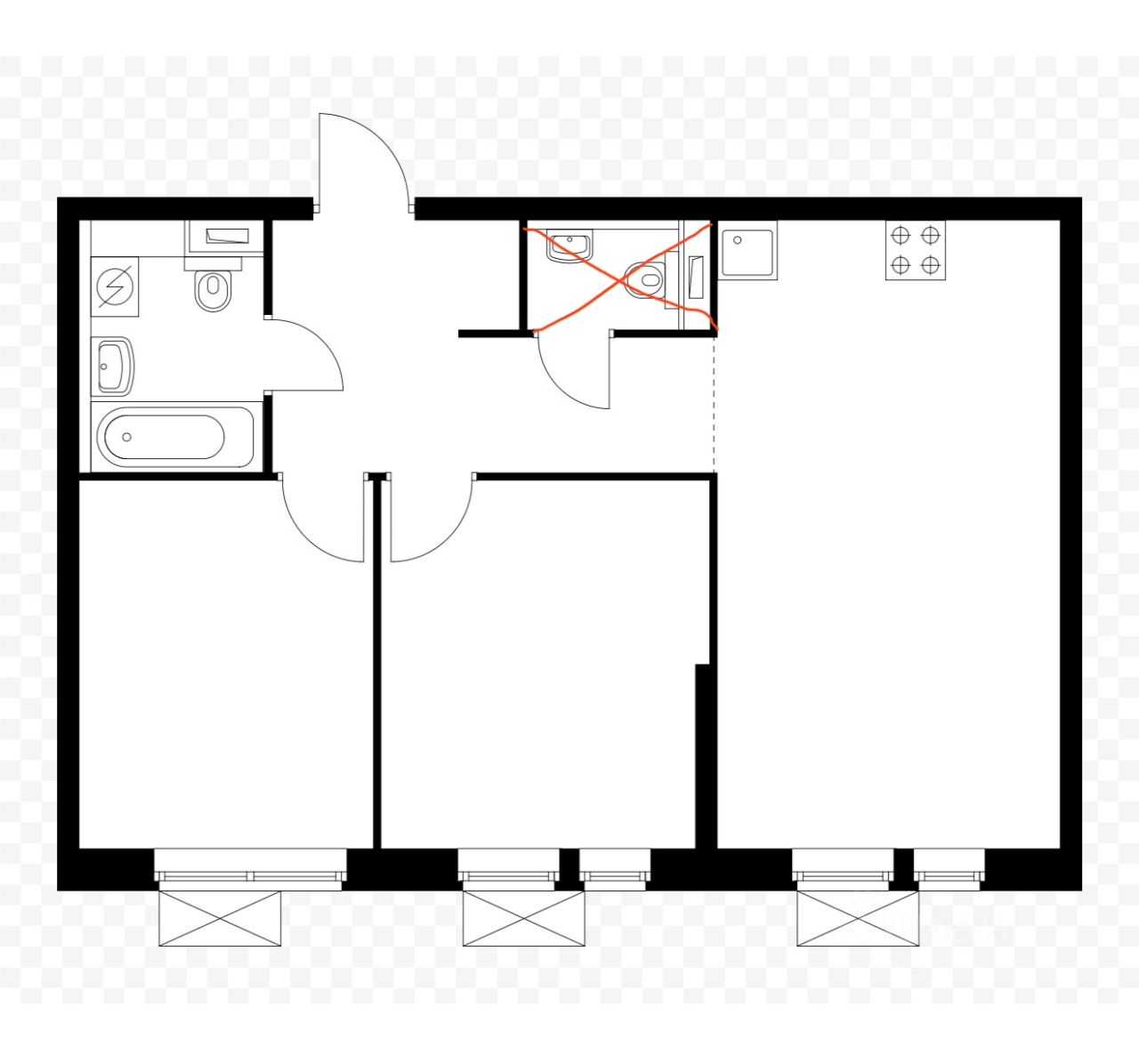 3-комнатная квартира, 62 м² — фотография 3