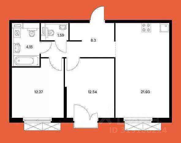 3-комнатная квартира, 65 м²