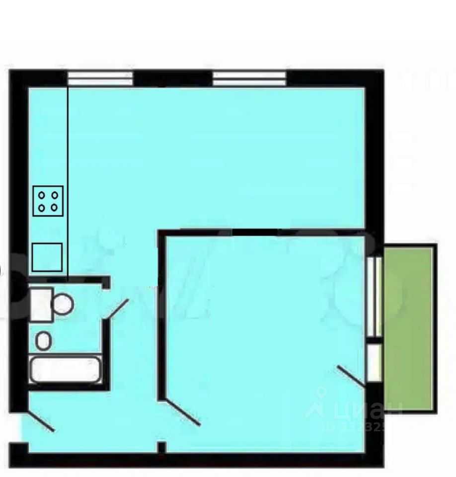 2-комнатная квартира, 37 м² — фотография 2