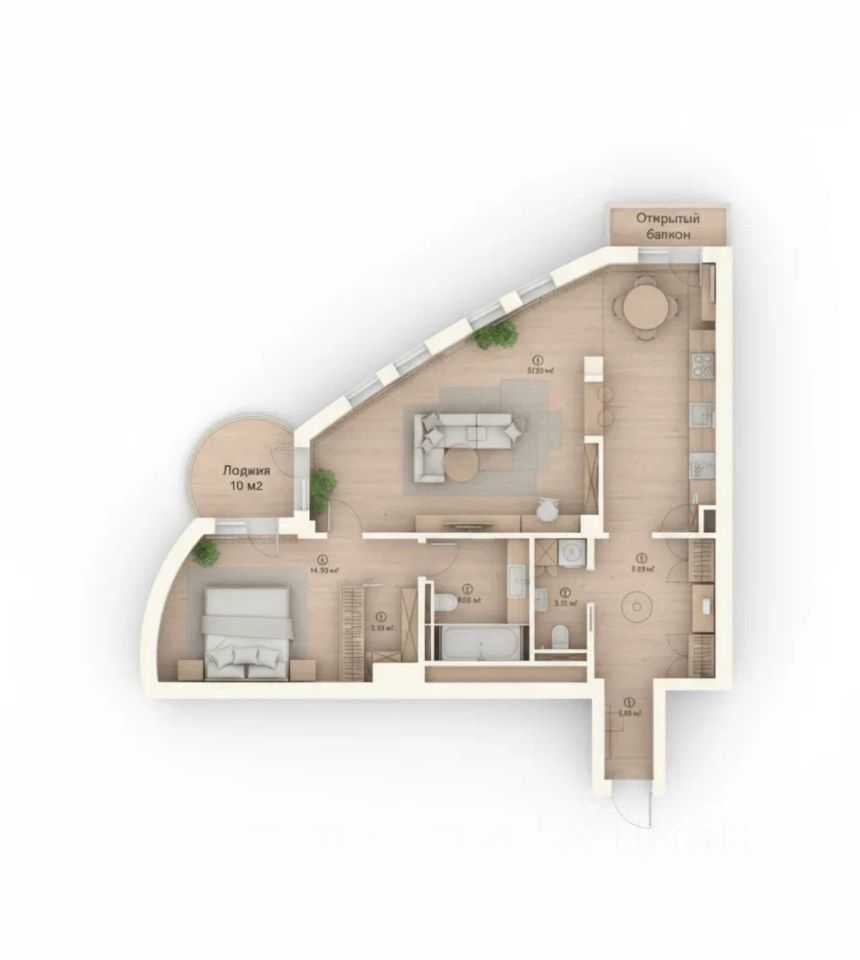 2-комнатная квартира, 95 м²
