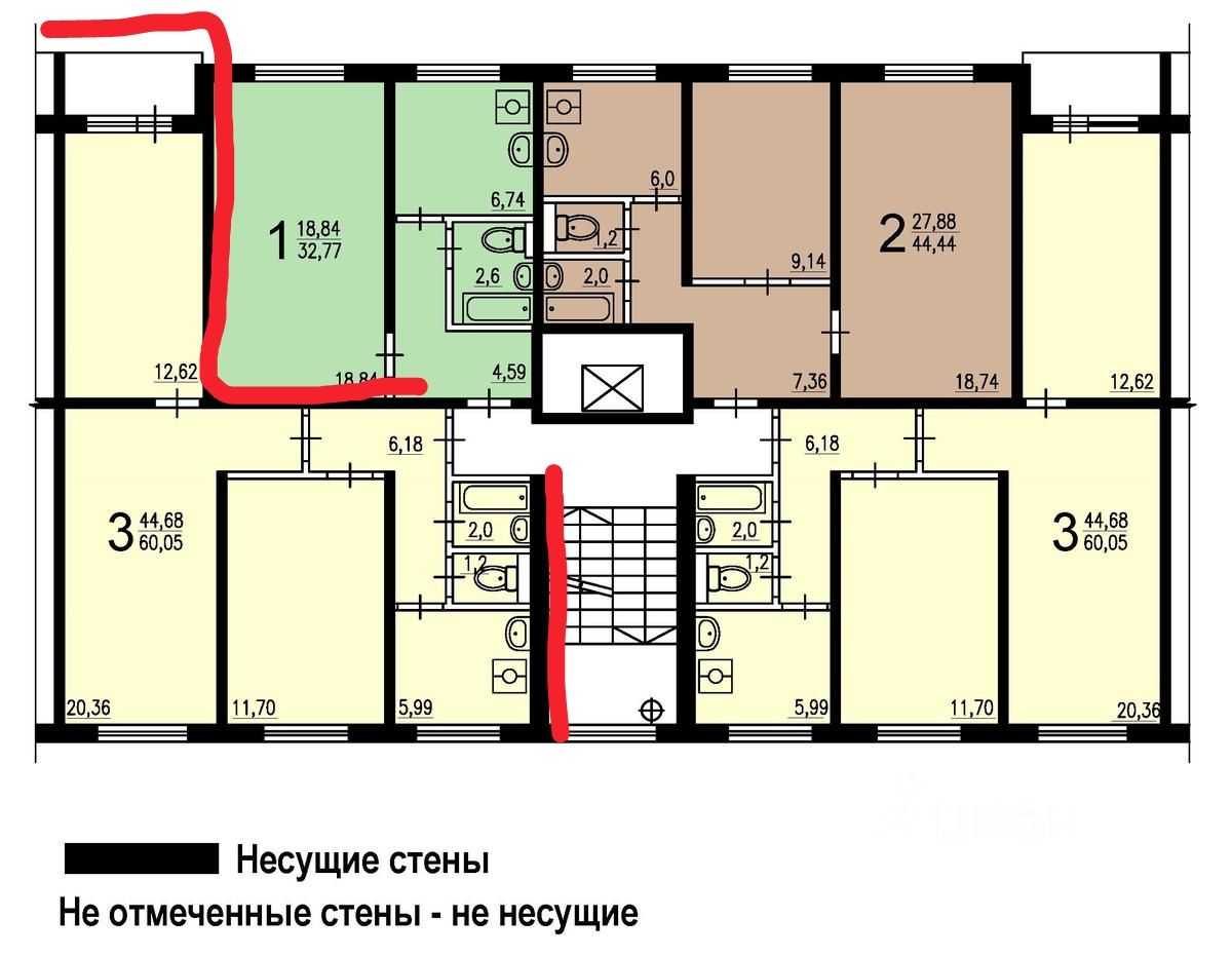3-комнатная квартира, 60,1 м²