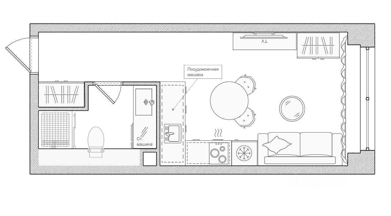 1-комнатная квартира, 23,7 м² — фотография 2