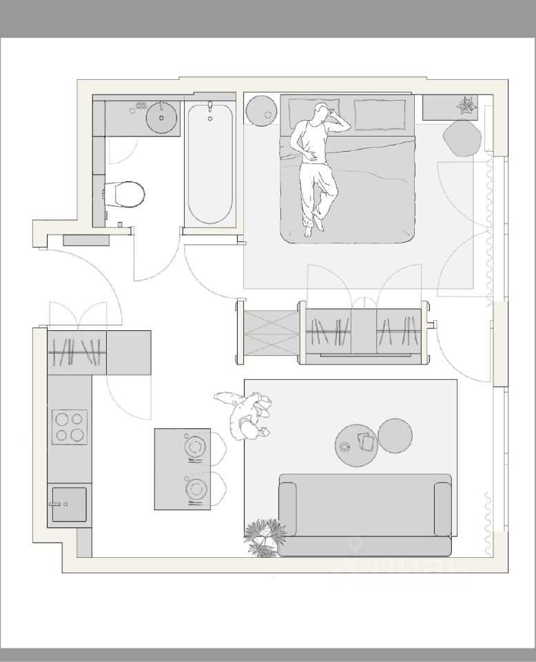 1-комнатная квартира, 38 м² — фотография 2