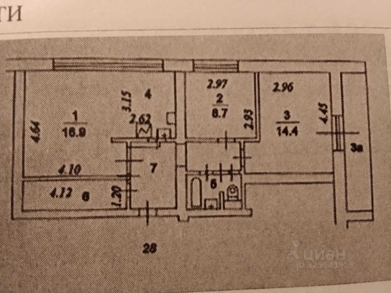 3-комнатная квартира, 64 м² — фотография 2