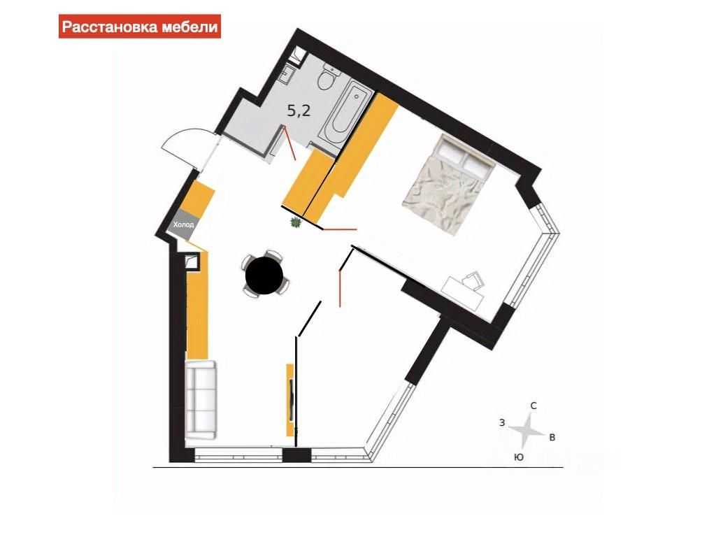 2-комнатная квартира, 60 м² — фотография 2