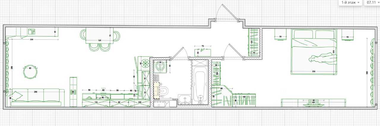 2-комнатная квартира, 55 м²