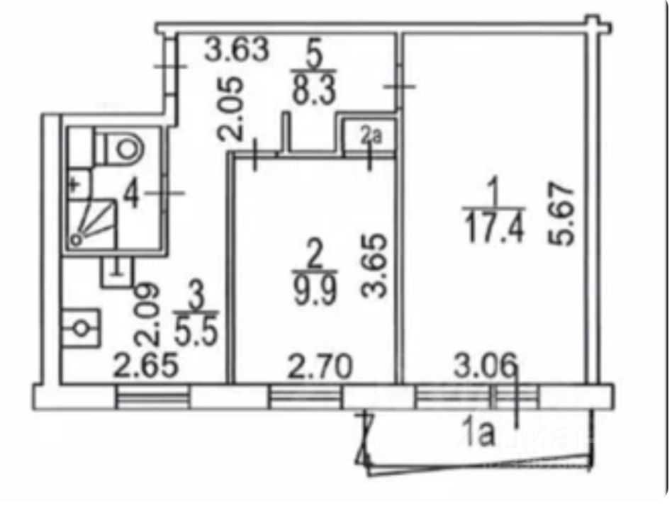 2-комнатная квартира, 44 м² — фотография 2