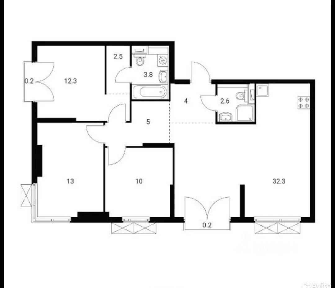 4-комнатная квартира, 84,7 м²