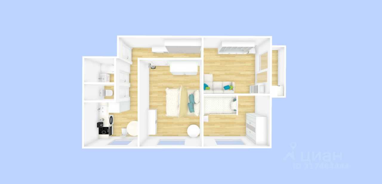 3-комнатная квартира, 51 м²