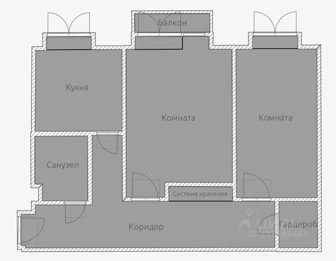 2-комнатная квартира, 45 м² — фотография 2