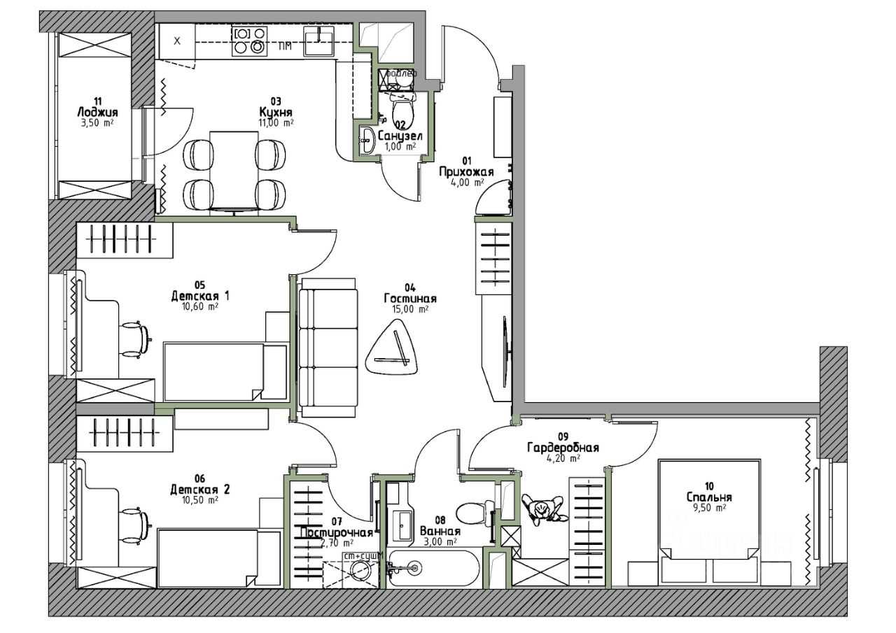 4-комнатная квартира, 75 м² — фотография 2