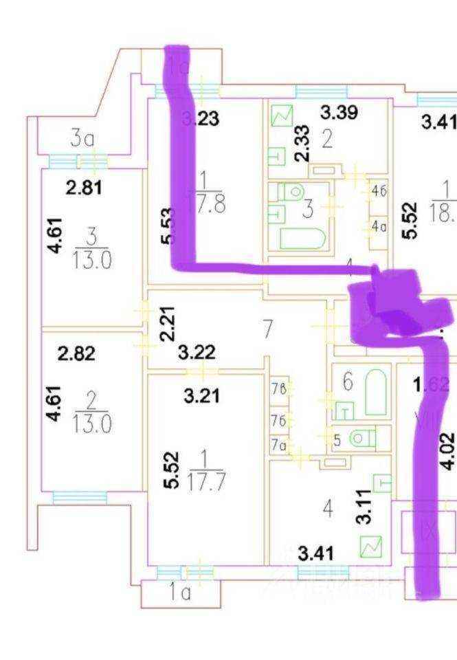 3-комнатная квартира, 75 м²