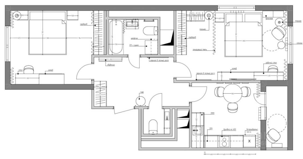 2-комнатная квартира, 60 м²