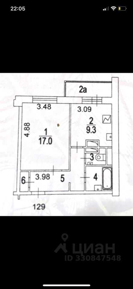 1-комнатная квартира, 39 м² — фотография 2