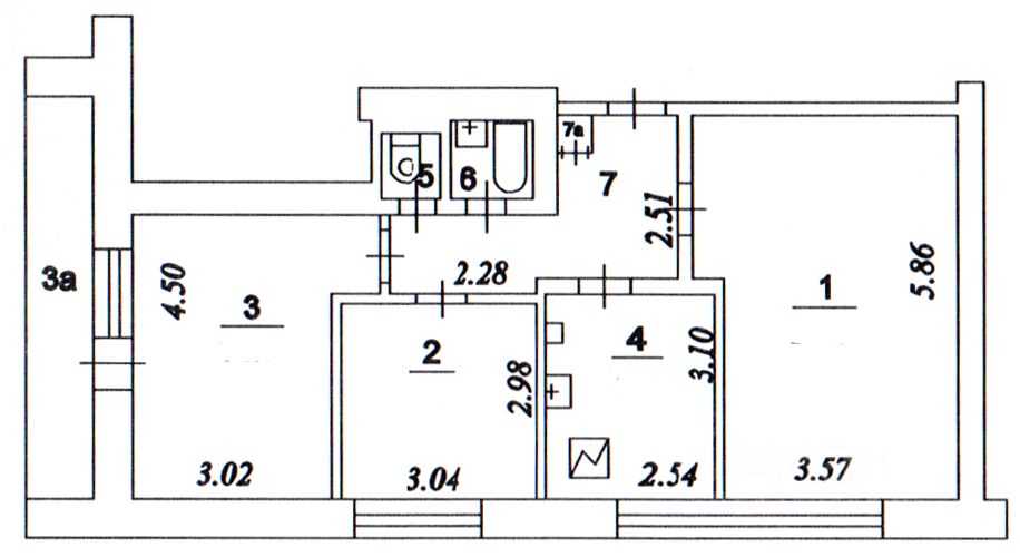 3-комнатная квартира, 70 м² — фотография 2