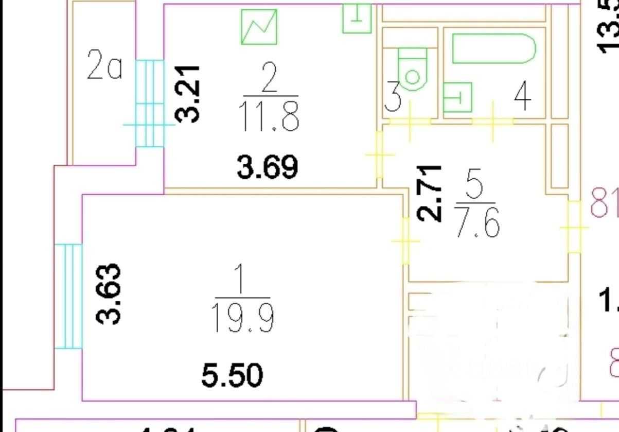 1-комнатная квартира, 43,2 м²