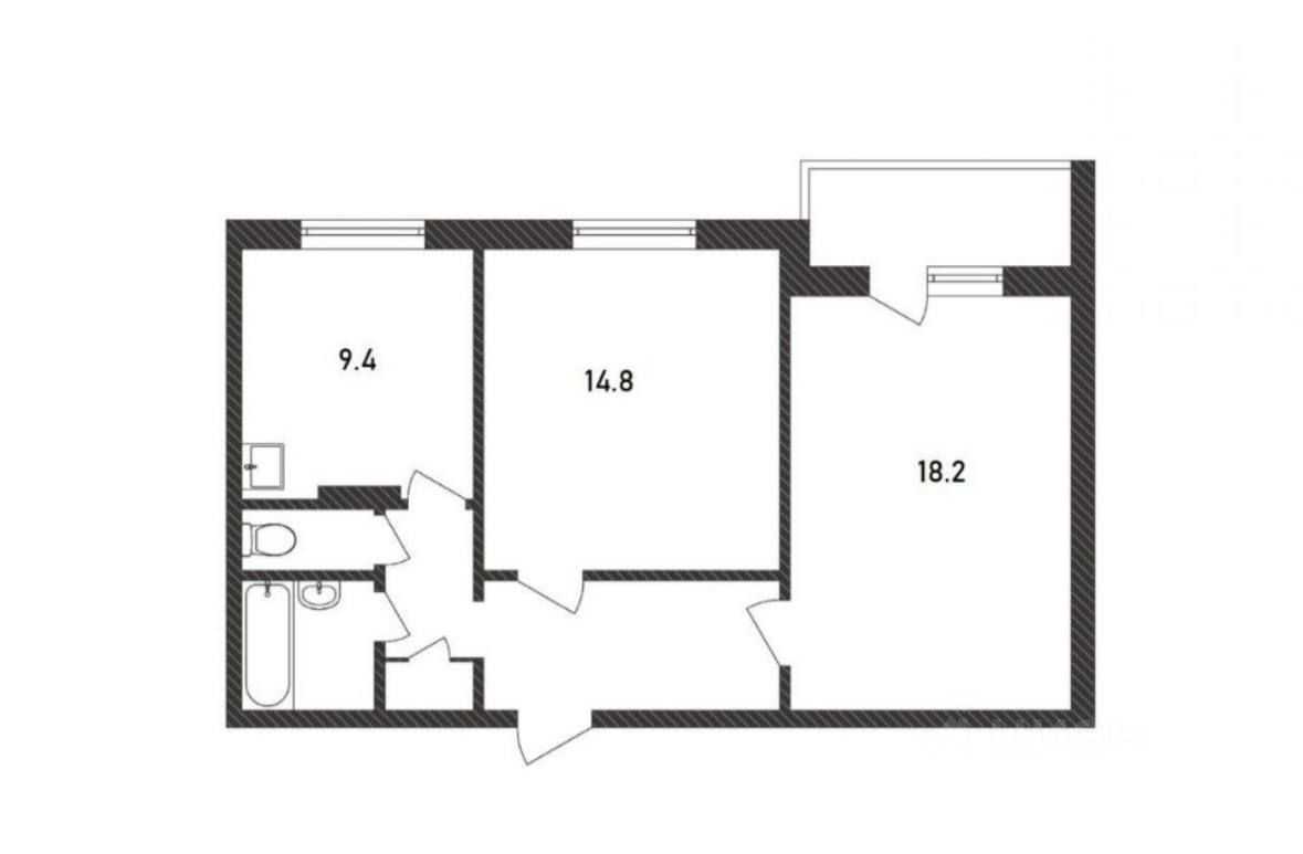 2-комнатная квартира, 45 м²