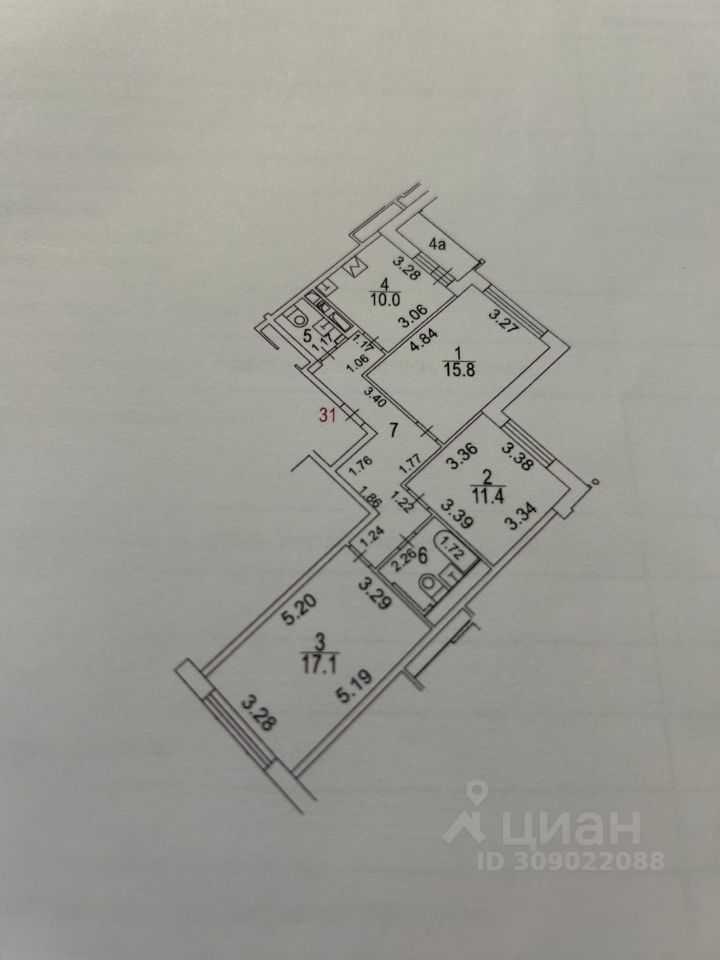 3-комнатная квартира, 78 м² — фотография 2