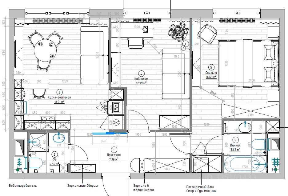 3-комнатная квартира, 63 м² — фотография 2