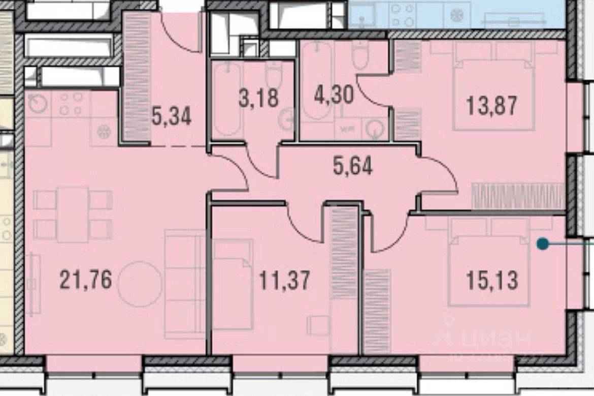 4-комнатная квартира, 81 м² — фотография 2