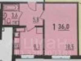 1-комнатная квартира, 36 м²