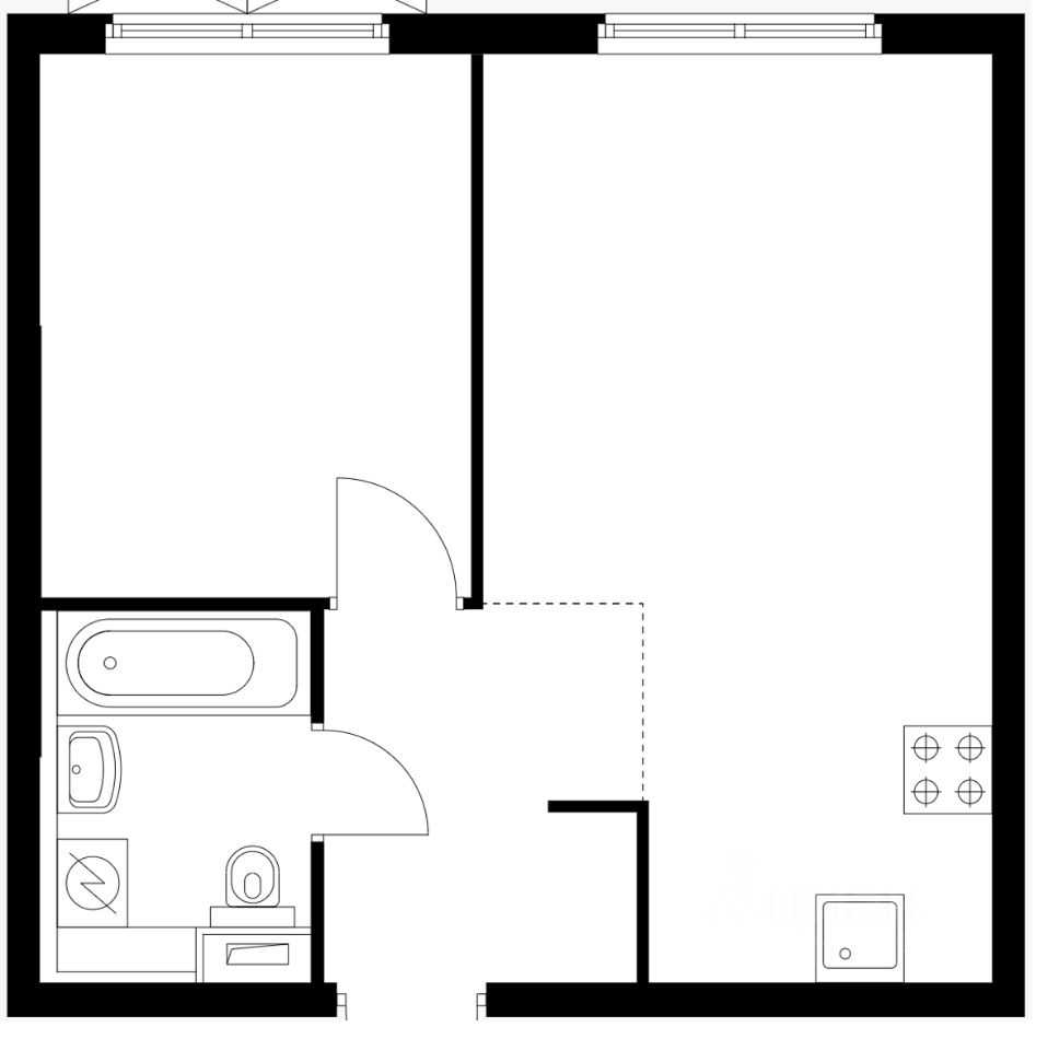 1-комнатная квартира, 37 м²
