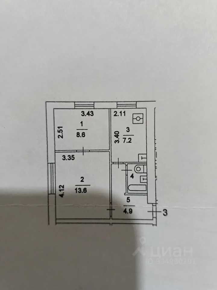 2-комнатная квартира, 38 м²