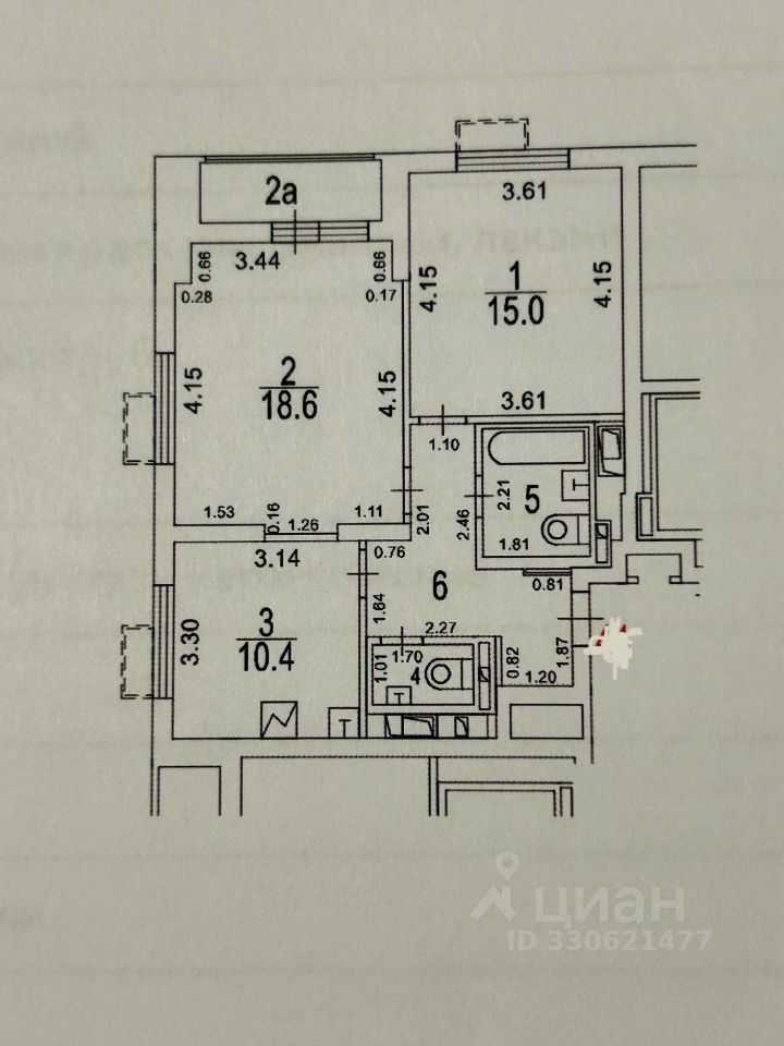 2-комнатная квартира, 57,7 м² — фотография 2