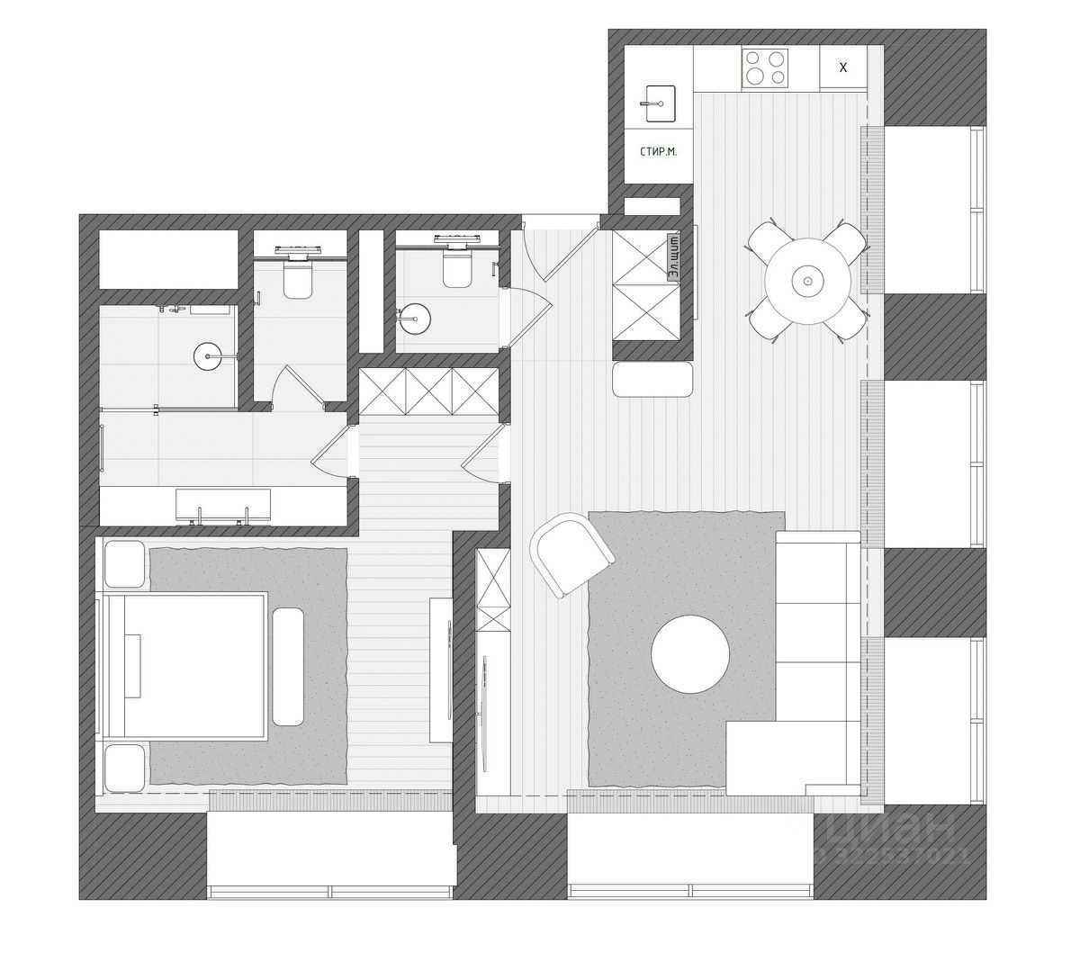 2-комнатная квартира, 80 м² — фотография 3
