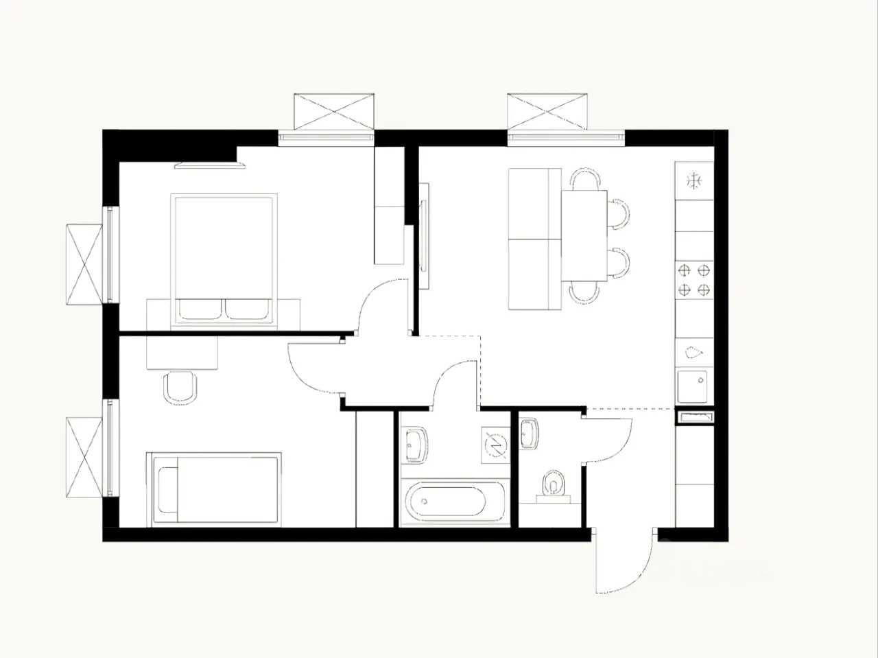 2-комнатная квартира, 51 м²