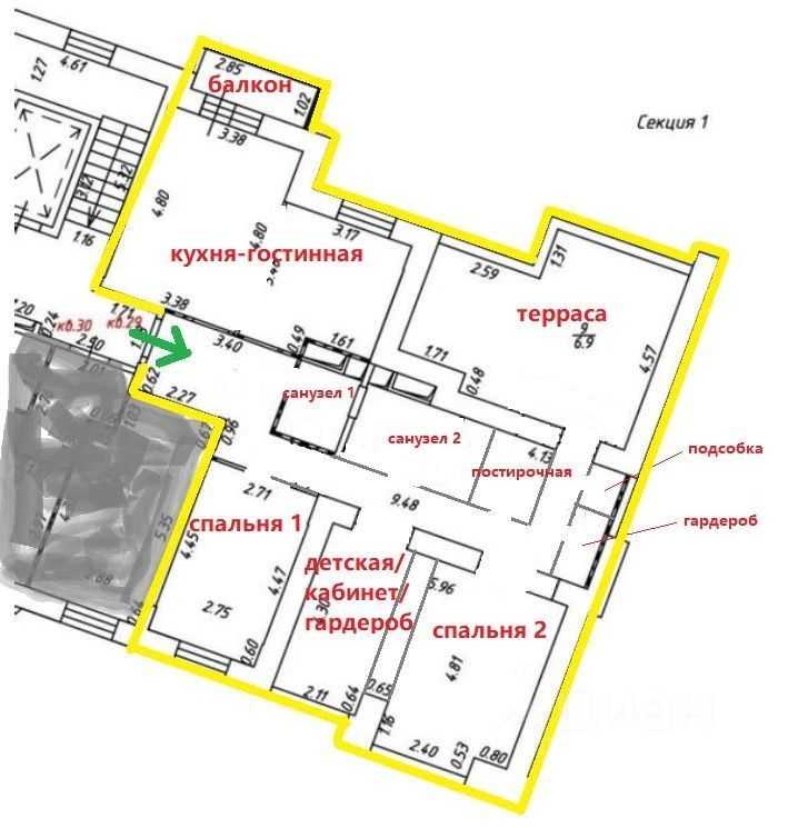 3-комнатная квартира, 100 м² — фотография 2