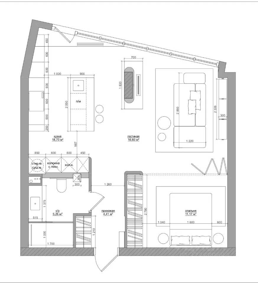 1-комнатная квартира, 56,9 м² — фотография 2