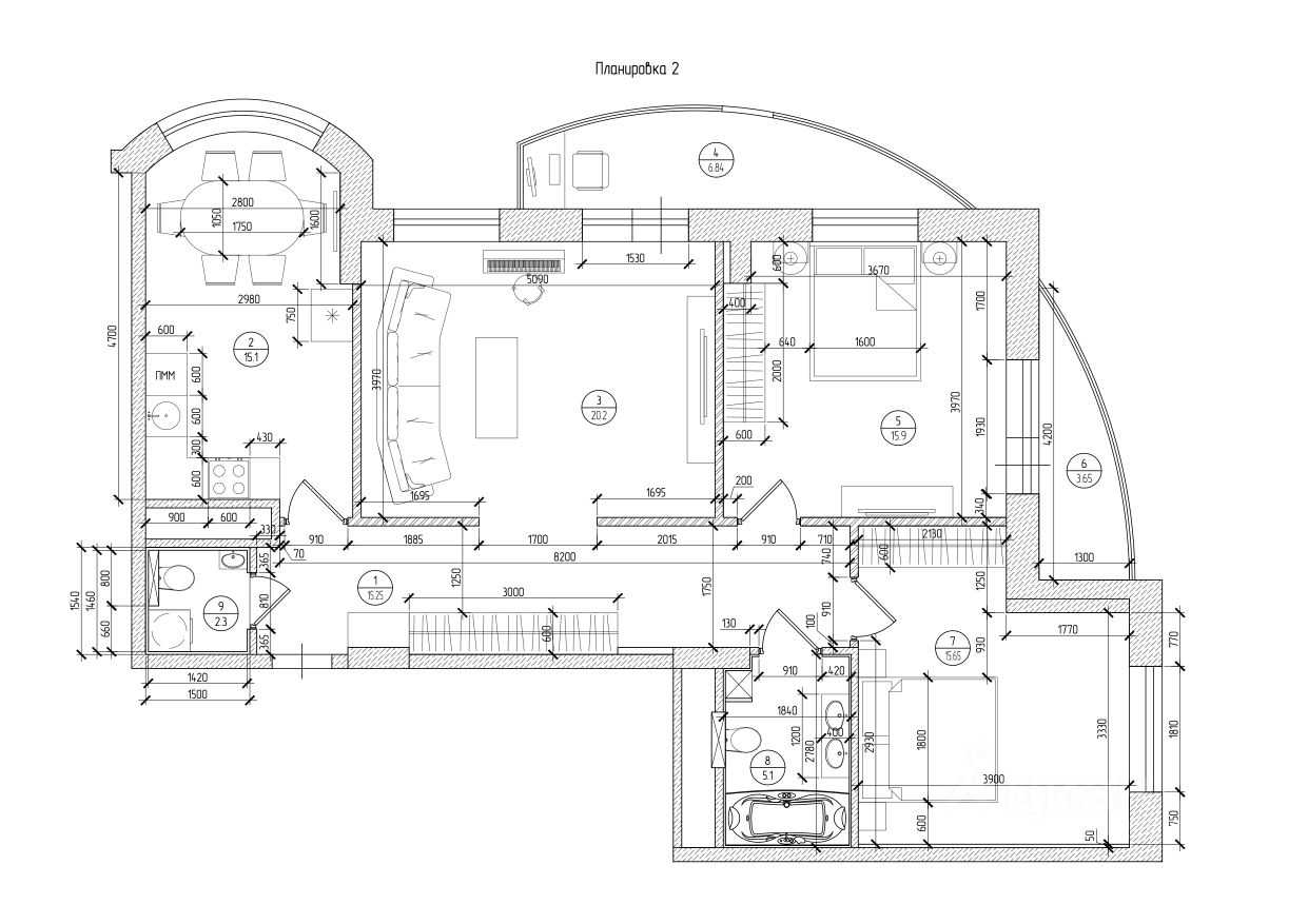 3-комнатная квартира, 100 м²