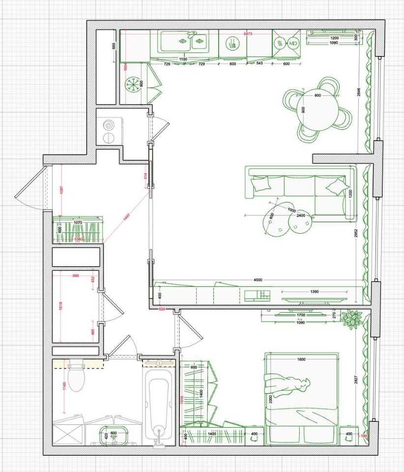 2-комнатная квартира, 55 м² — фотография 2