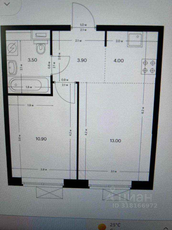 2-комнатная квартира, 35,3 м² — фотография 3