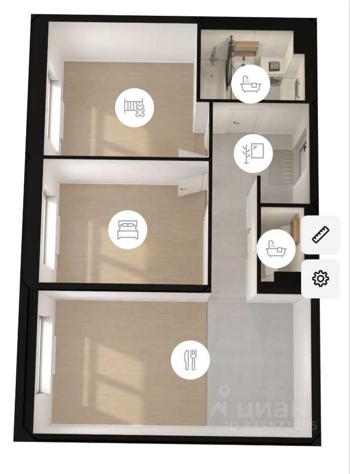 3-комнатная квартира, 53 м² — фотография 2