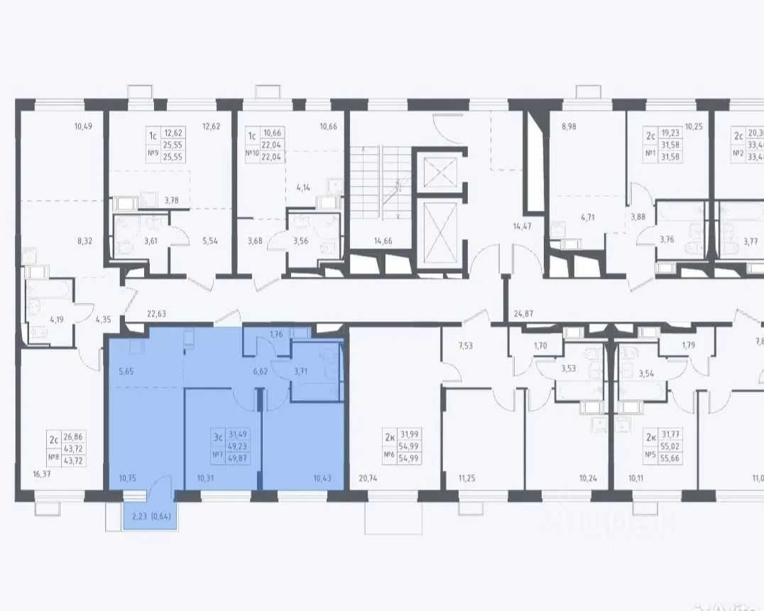 3-комнатная квартира, 50 м²