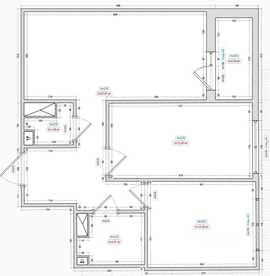 2-комнатная квартира, 56 м²