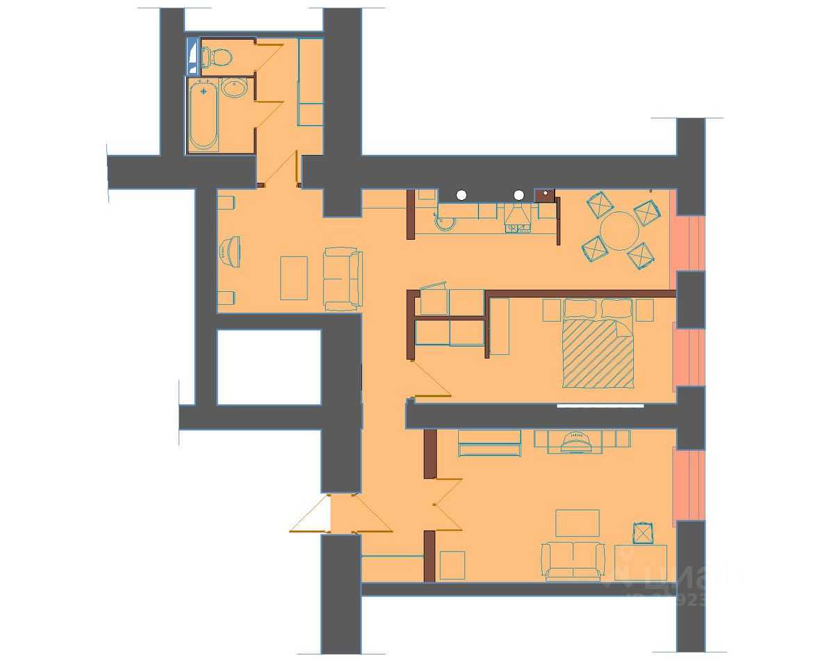 2-комнатная квартира, 79 м²
