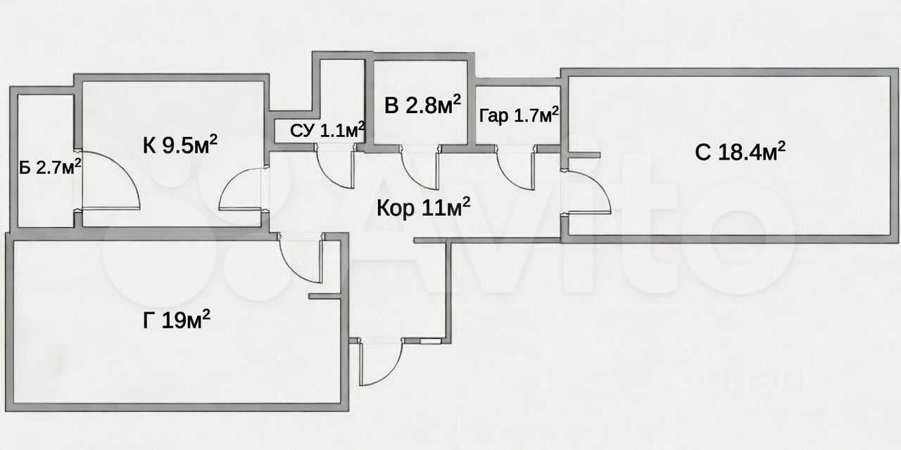 2-комнатная квартира, 64 м² — фотография 3