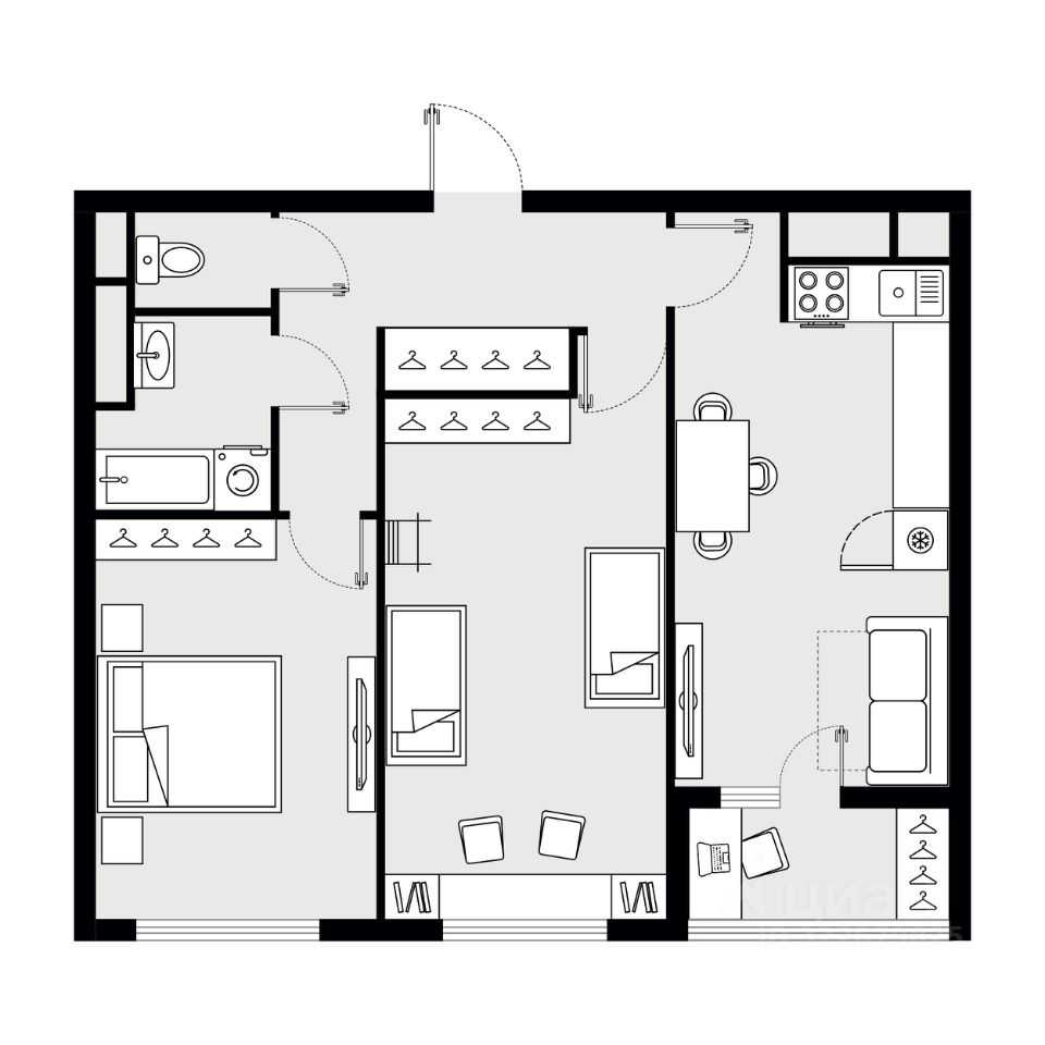 2-комнатная квартира, 56,4 м²