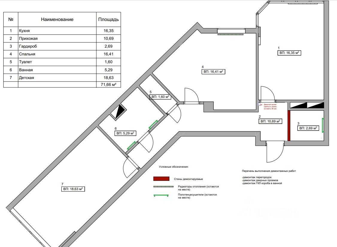 2-комнатная квартира, 72 м²