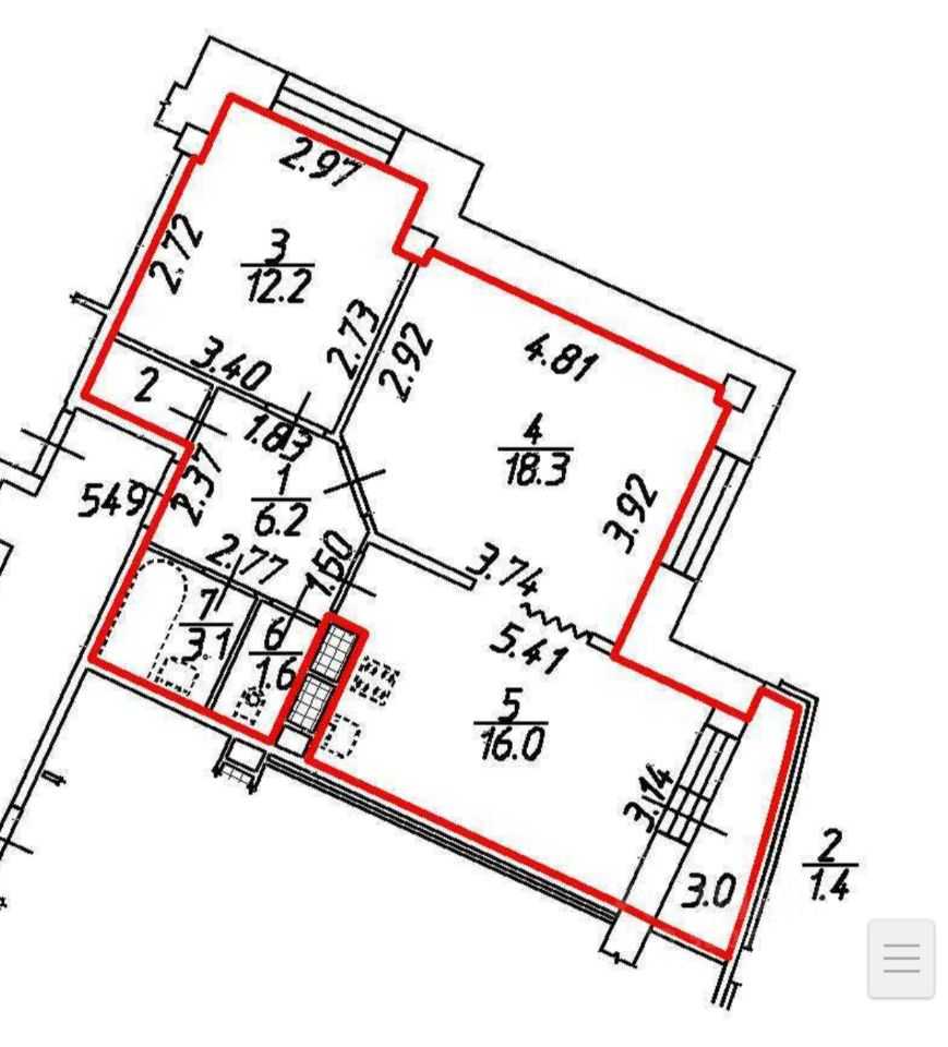 2-комнатная квартира, 58 м²