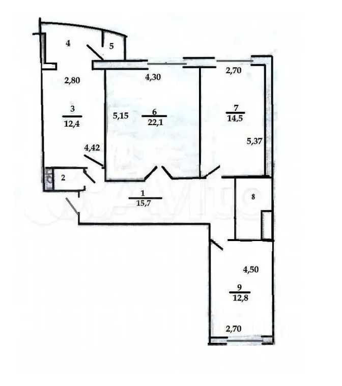 3-комнатная квартира, 82,9 м²