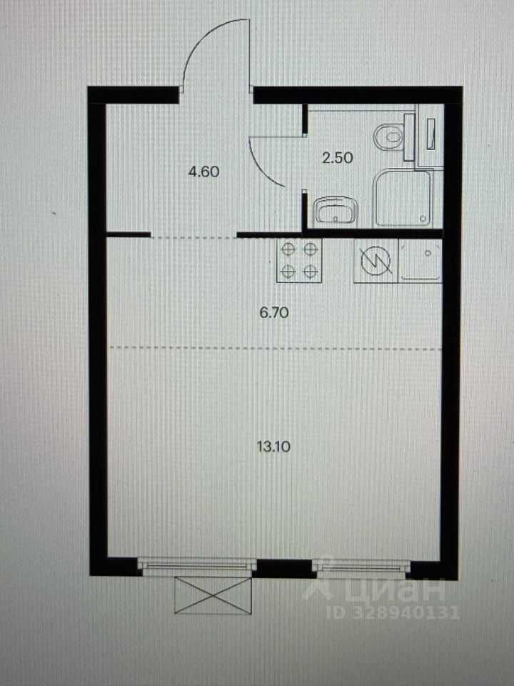 1-комнатная квартира, 27 м²