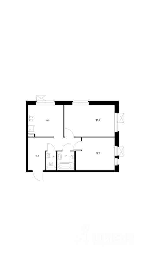 2-комнатная квартира, 51 м² — фотография 2