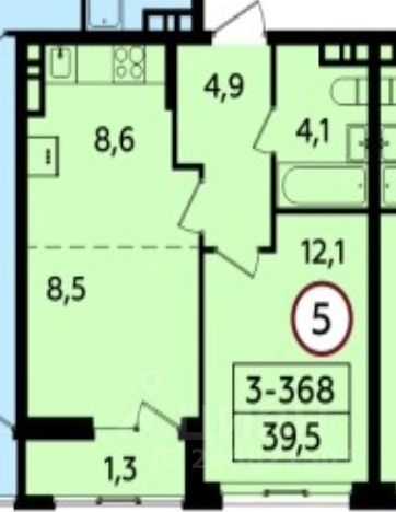 2-комнатная квартира, 39,5 м² — фотография 3