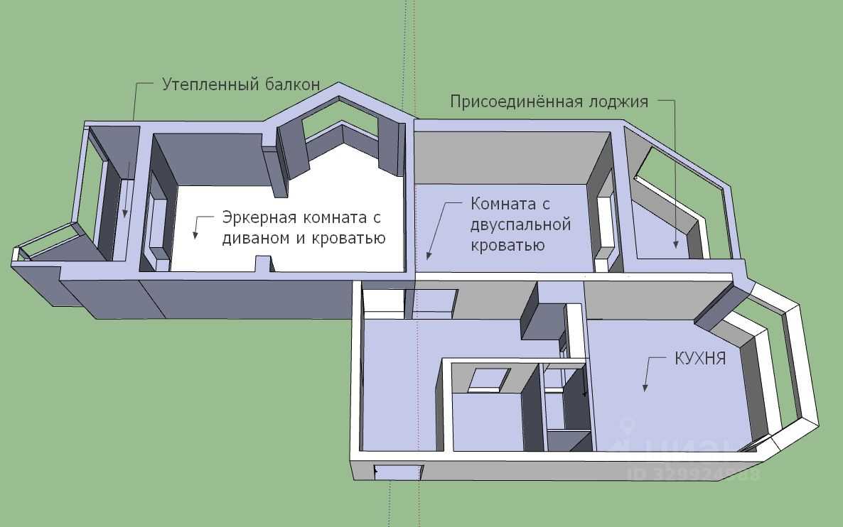 2-комнатная квартира, 62 м² — фотография 2