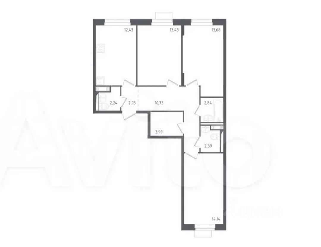 3-комнатная квартира, 77,7 м² — фотография 2