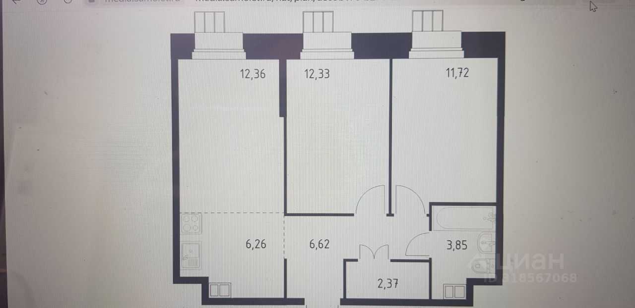 3-комнатная квартира, 55,5 м² — фотография 2